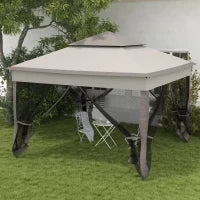 Gazebo Pieghevole con Pareti Laterali Grigio 3,25 x 3,25 x 2,7 m