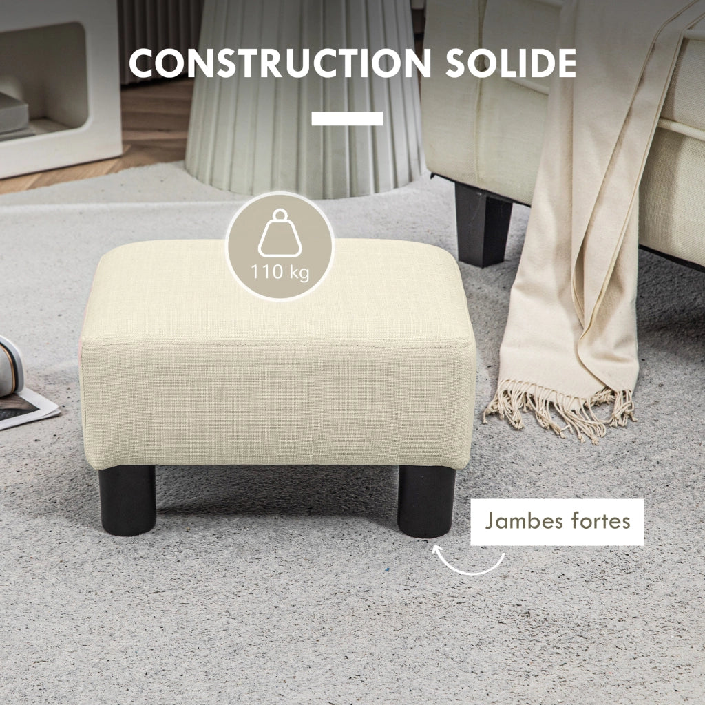 Pouf ¨C zephmum ¨C beige tessuto lino 40x30x24 cm