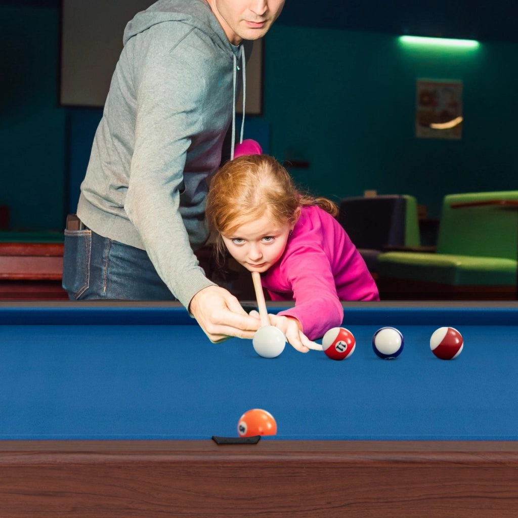 Tavolo da biliardo 122cm con set completo di palline 2 steccette 2 gessi, Tavolo da gioco da biliardo in legno Blu-Stanza dei giochi