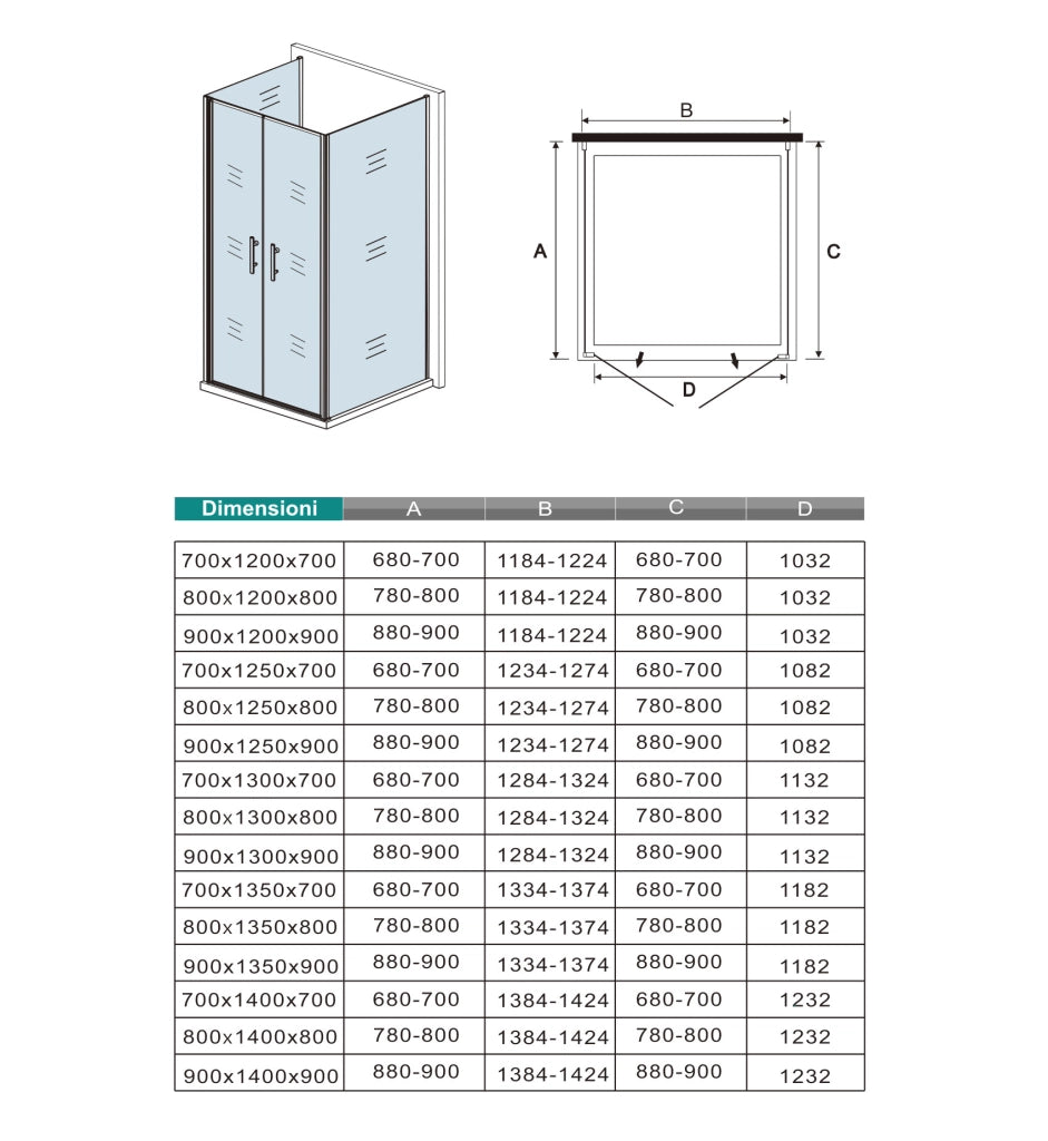 185 cm Box Doccia a Tre Lati Porta Battente Saloon 80 cm Doppia Parete Fissa 80 cm Vetro da 6 mm Temperato Anticalcare Barra Stabilizzatrice 45 cm Cromo Lucido