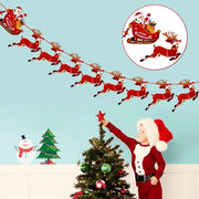 Drappello di Natale Felice - Slinger con Rudolf e Babbo Natale - 9 Pezzi - Carta da riciclo per la decorazione - 3 Metri di Nastro Rosso - Decorazione riutilizzabile - Decorazioni di Natale