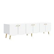 Mobile TV con 6 ante - per soggiorno - in truciolare - bianco e oro - 180x40x45 cm