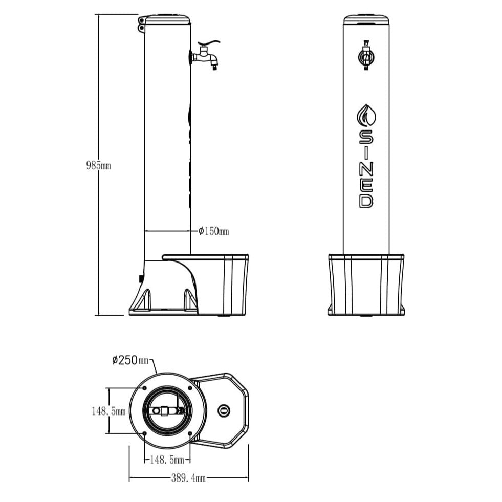 Sined Tritone Pro Fontana In Polietilene Con Doppio Attacco e Cestello Facile Montaggio Tortora Con Tubo Flessibile Lungo 75 m