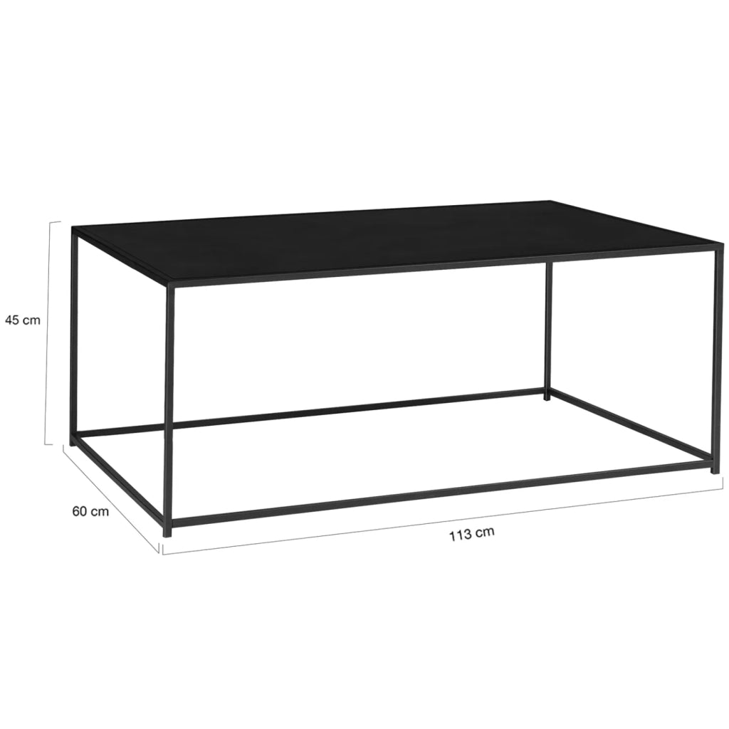 IDMarket - Tavolino DAVIS 113 cm in metallo nero opaco design industriale
