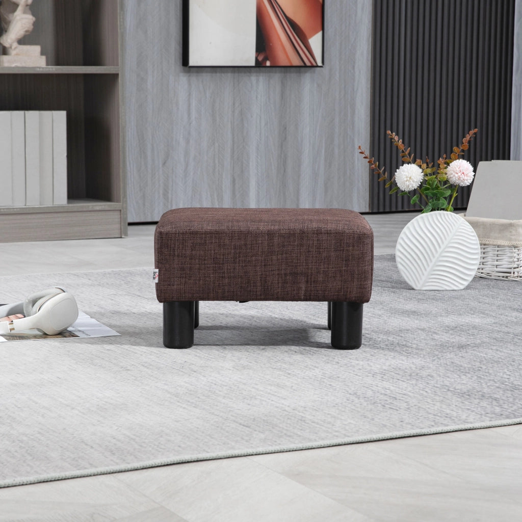 Pouf in tessuto effetto lino ¨C zephmum ¨C marrone 40x30x24cm