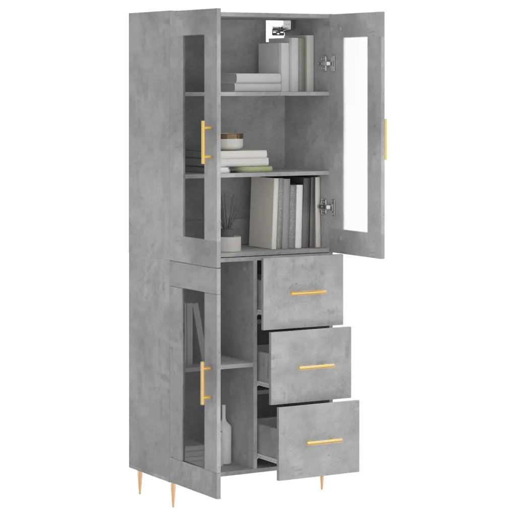 Credenza-Buffet-Armadio da cucina Grigio Cemento 69,5x34x180 cm in Legno Multistrato 730047