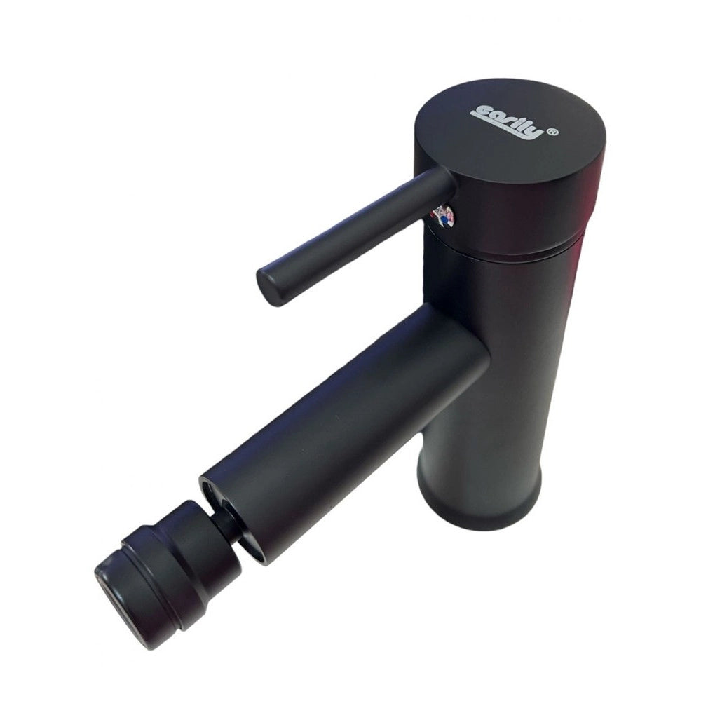 Trade Shop - Miscelatore Rubinetto Per Lavabo Bidet Bagno Acciaio Inox Nero Piletta Ray 87392 -