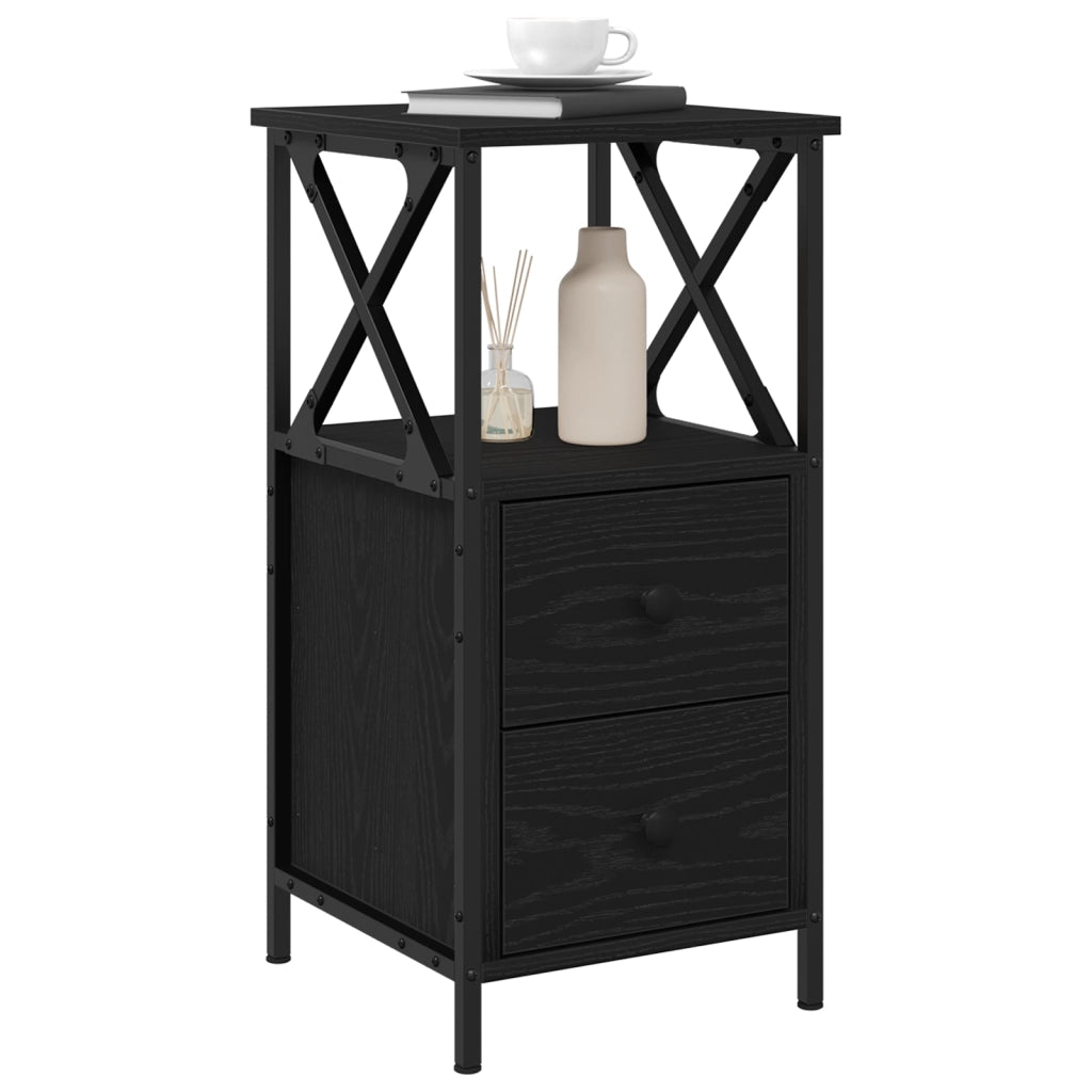 Comodini 2 pz Nero Rovere 34x35,5x70 cm Legno ingegnerizzato
