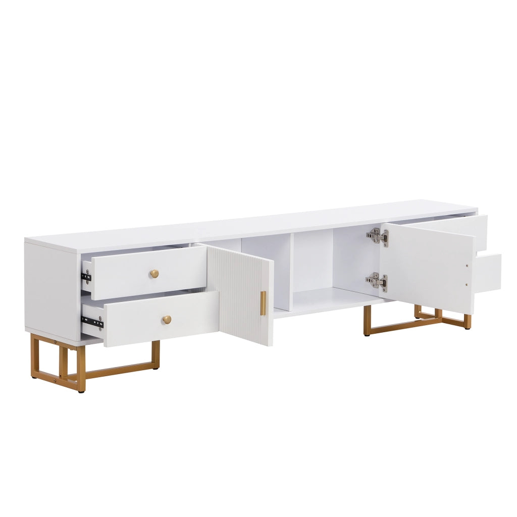 Mobile TV con 4 Cassetti e 2 Ante e Cerniere Ammortizzate; Stile Moderno; 175??30??46 cm; in MDF; Bianco