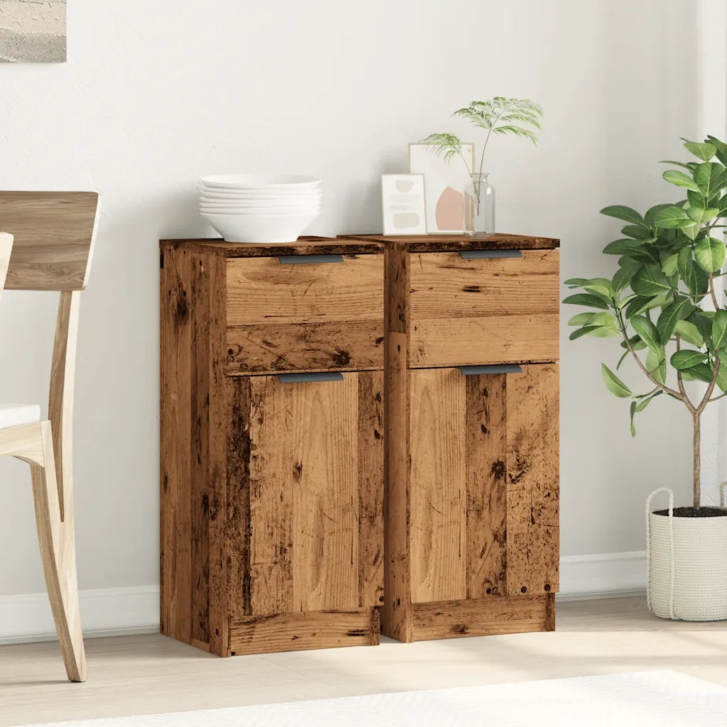 vidaXL Credenze 2 pz Legno Antico 30x30x70 cm in Legno Multistrato