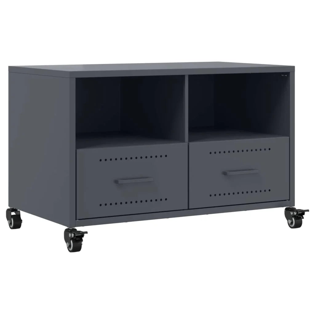 Mobile TV multimediale mensola TV credenza TV sala da pranzo soggiorno camera da letto antracite 68 x 39 x 43,5 cm acciaio antracite 02_0026399