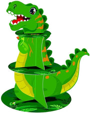 Supporto per torte Dinosauri - Ospita cupcake - Torre per dessert - Decorazione per feste - Riciclabile - 30x33cm - Supporto per cupcake