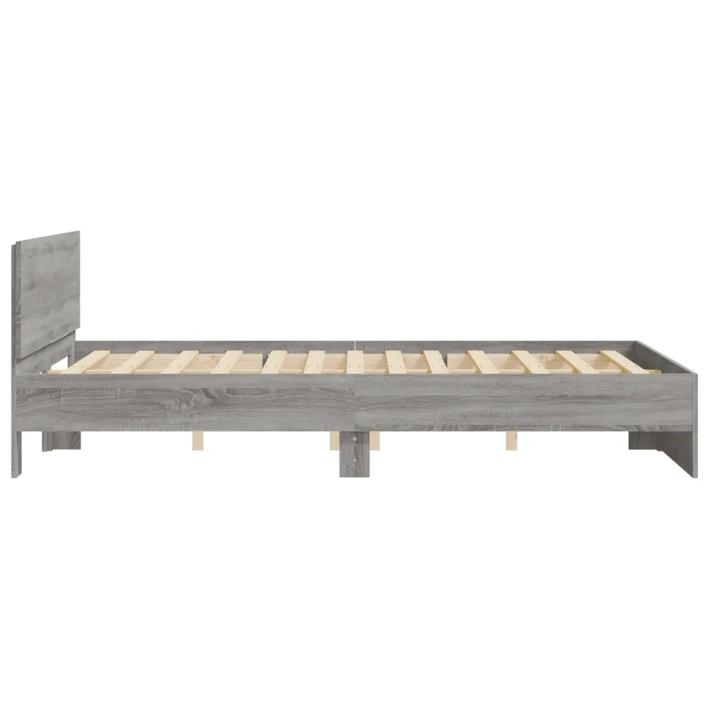 Giroletto con Testiera-Struttura Letto con testiera Grigio Sonoma 140x190 cm