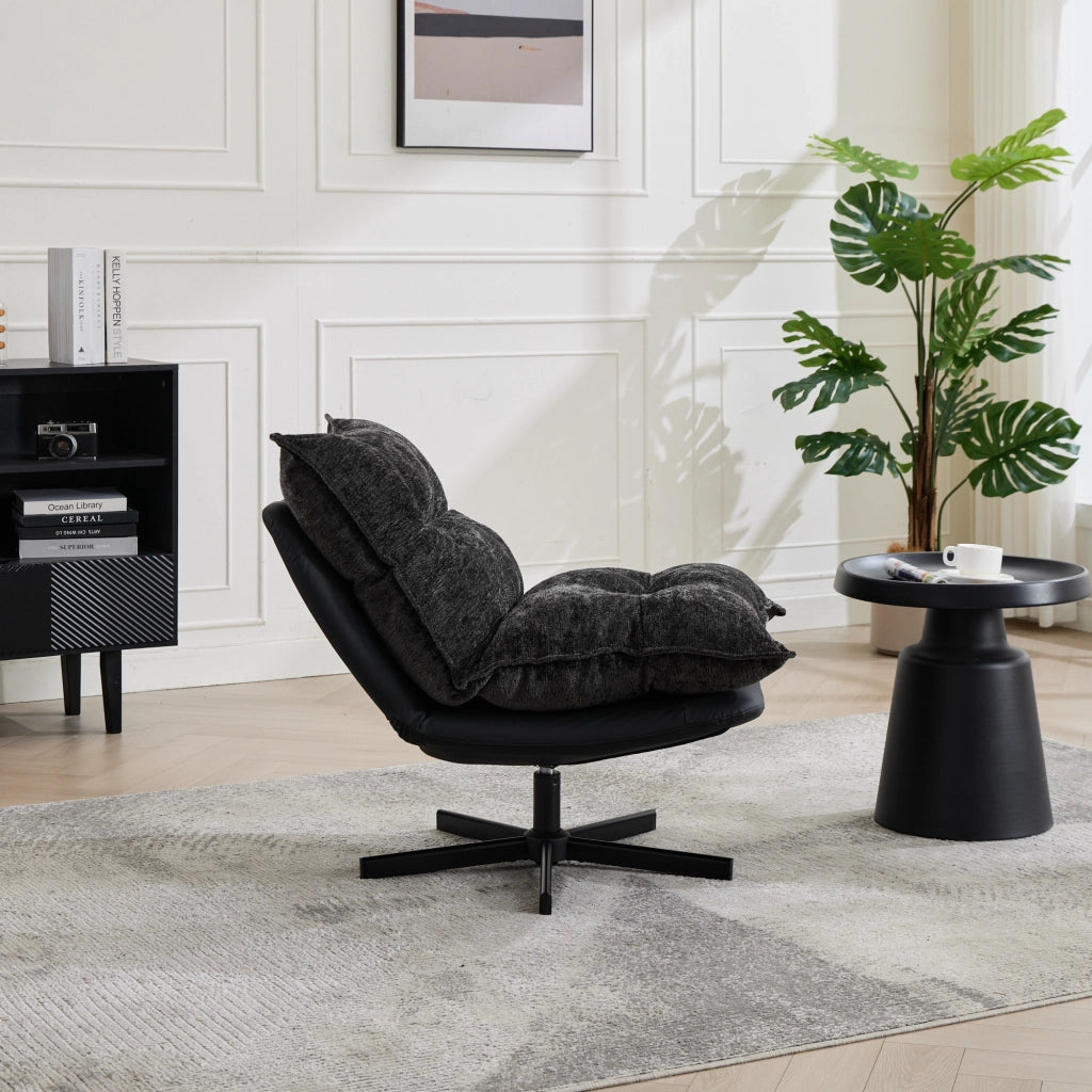 POLTRONA Girevole con schienale regolabile 72x60x44 cm Nero Grigio