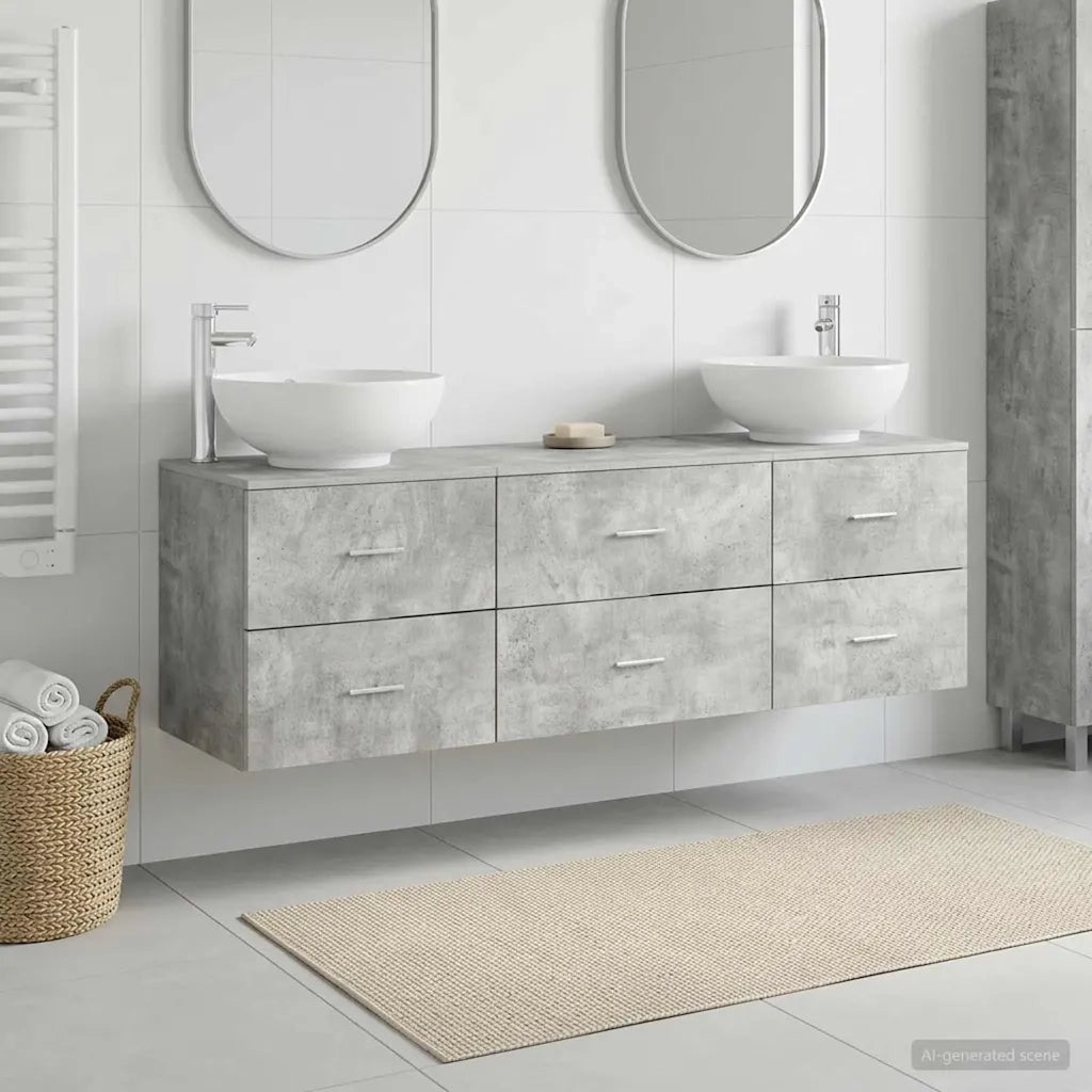 Set di mobili per il bagno 3 pz Grigio Cemento 3405894