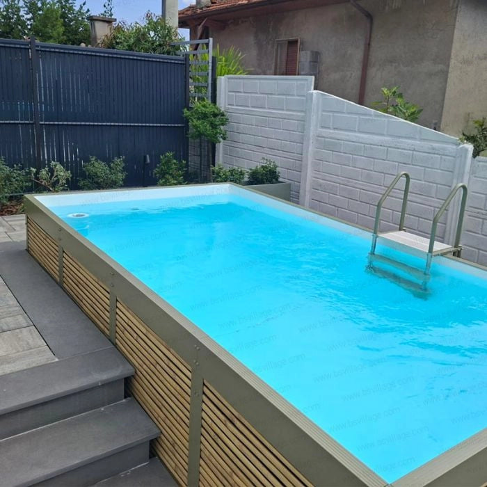 Piscina Laghetto fuori terra rivestita in Bambù ANTEA 6,12 x 3,12 h.1,26 m