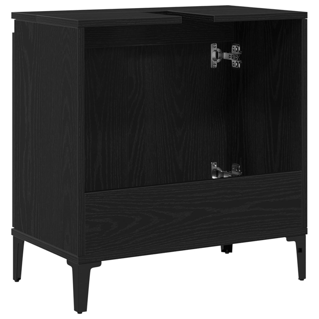 Mobile Lavabo  Nero Rovere 58x33x60 cm Legno Ingegnerizzato