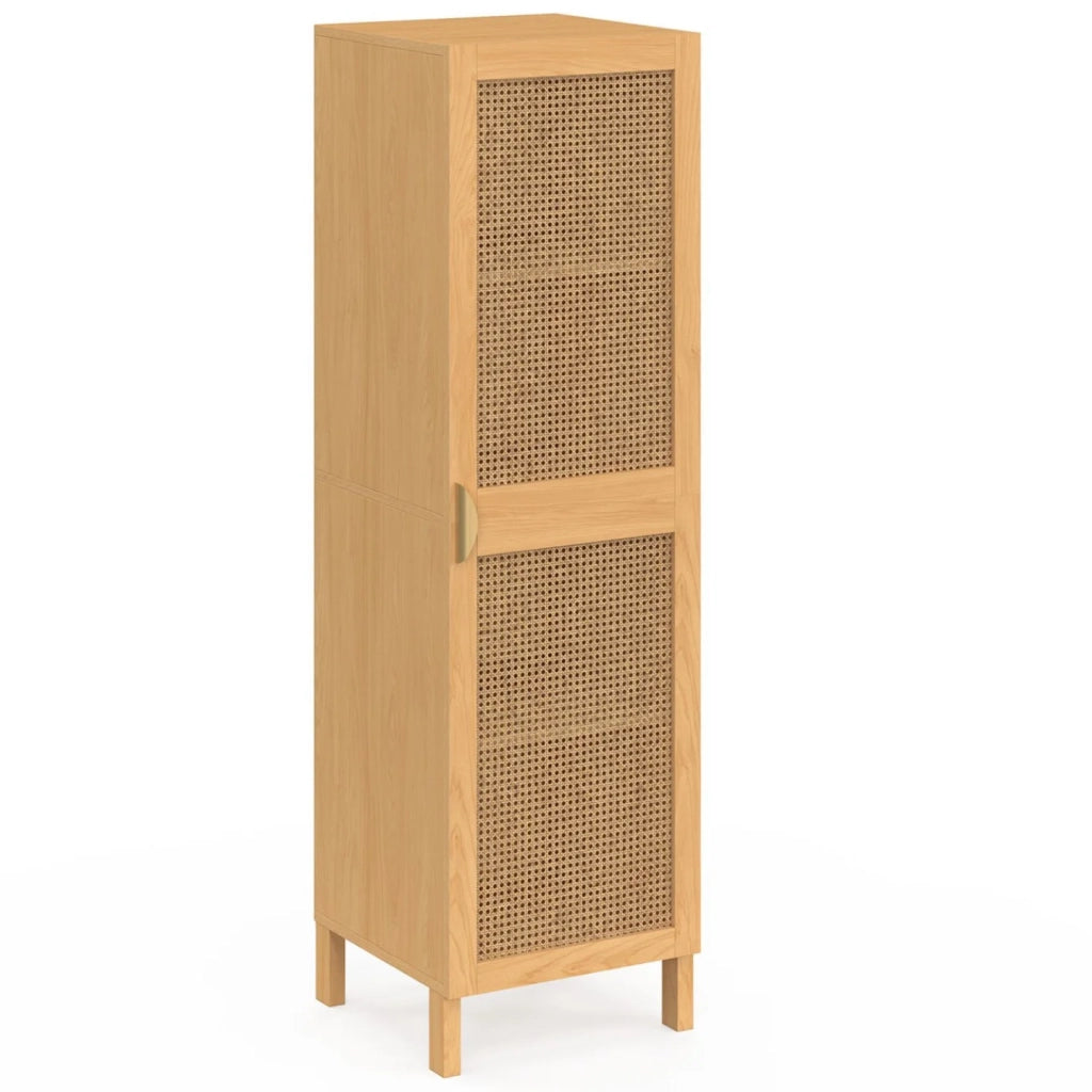 IDMarket - EDHEN Contenitore a 1 anta con ripiani in canna color legno