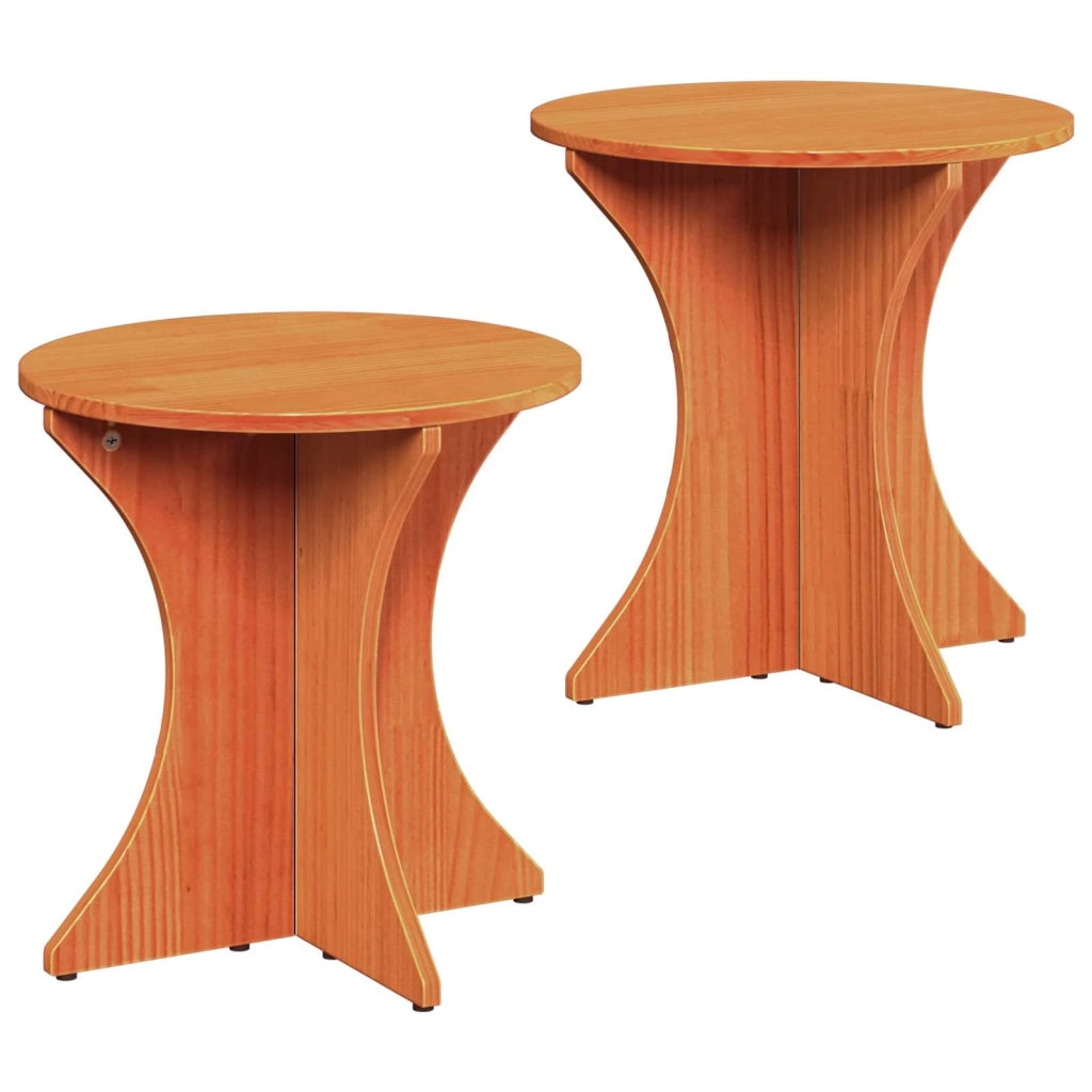 2 pz Tavolino da salotto | Tavolino da caff¨¨ | Tavolino da Soggiorno Marrone cerato Legno di pino massello