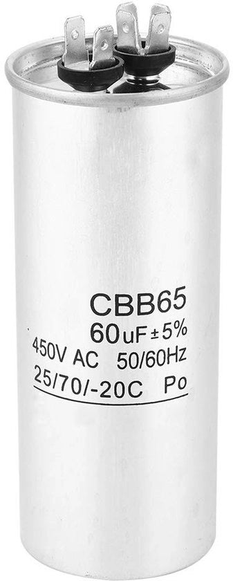 Condensatore 60μF 450V - Impermeabile all'acqua - Progettato a livello professionale - Adatto per condizionatori d'aria - Utilizzo industriale - Prestazioni stabili - Condensatore per motori