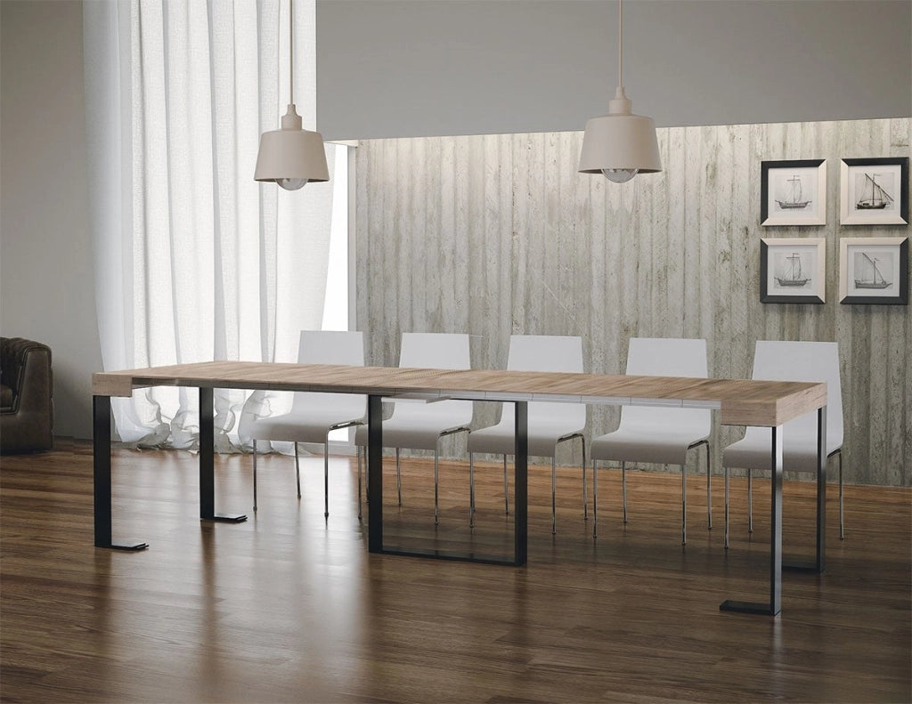 Consolle Allungabile in Legno e Ferro H77x40x90/300cm Futura Rovere Classica