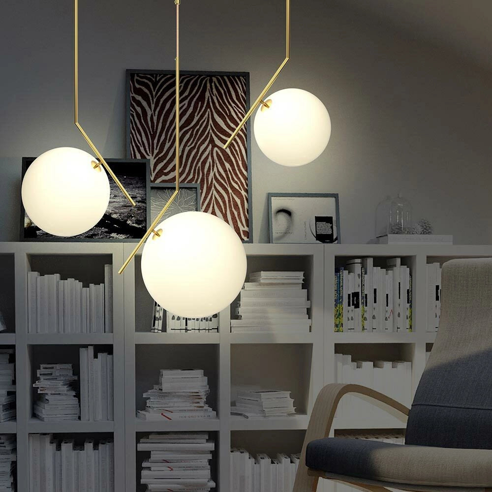Lampadario Lampada Sospensione Sfera 30 cm Design Moderno Paralume Metallo Oro