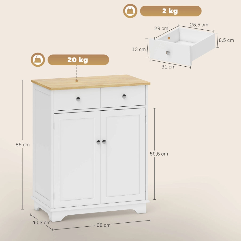 Armadio a due ante con cassetti e ripiano regolabile ¨C zephmum ¨C bianco e legno naturale