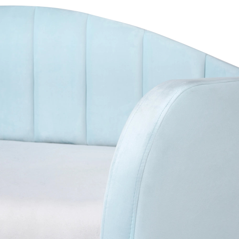 Letto estraibile in velluto blu 90 x 200 cm con struttura imbottita moderna glamour per una cameretta per bambini ospiti
