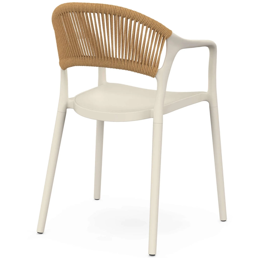 IDMarket - Set di 4 sedie da giardino impilabili ODELIA beige in polipropilene e corda