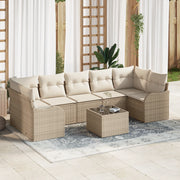 Set divano da giardino  8 pezzi con cuscini Beige Rattan Poliestere