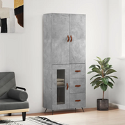 Credenza-Buffet-Armadio da cucina Grigio Cemento 69,5x34x180 cm in Legno Multistrato 312411
