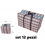 Trade Shop - Set 12 Pezzi Buste Borse Per La Spesa Shopping Bag Shopper 40 X 42 X 16 Cm -