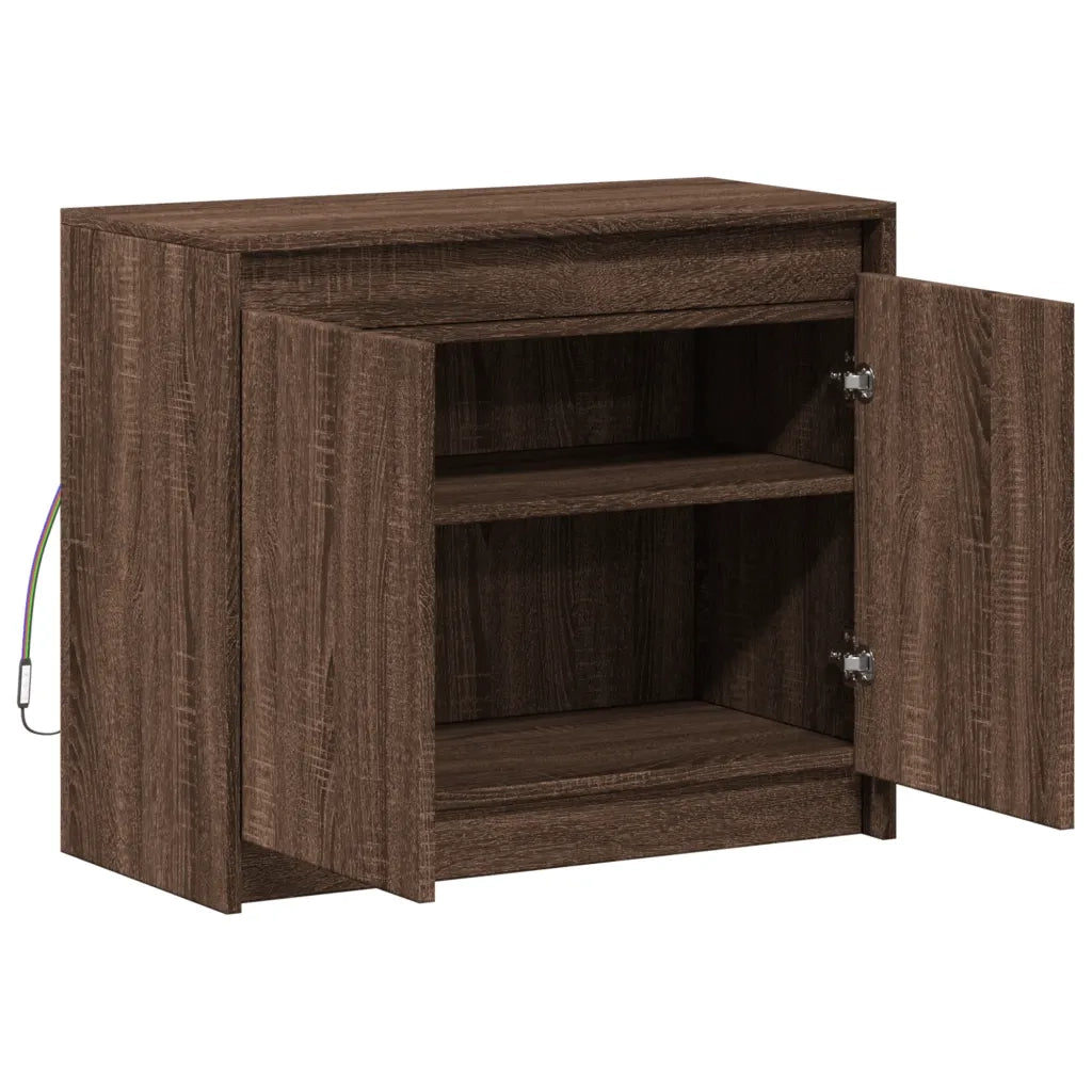 Credenza con LED Rovere Marrone 72x34x61 cm Legno Multistrato
