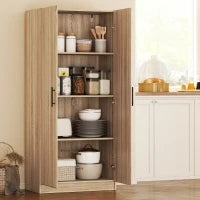 Credenza Cucina Moderna con 2 Ripiani Regolabili e Ante a Chiusura Ammortizzata, 75x40x165 cm, Legno