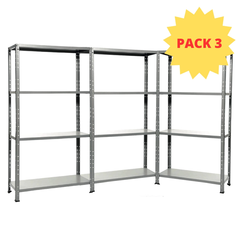 KIT 3 Scaffali 4 ripiani Misure: 75x30x145cm portata 160kg totale 40Kg ripiano