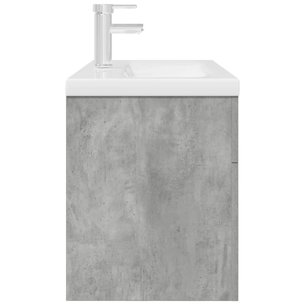 Mobile da Bagno con Lavabo Integrato e Rubinetto Grigio Cemento