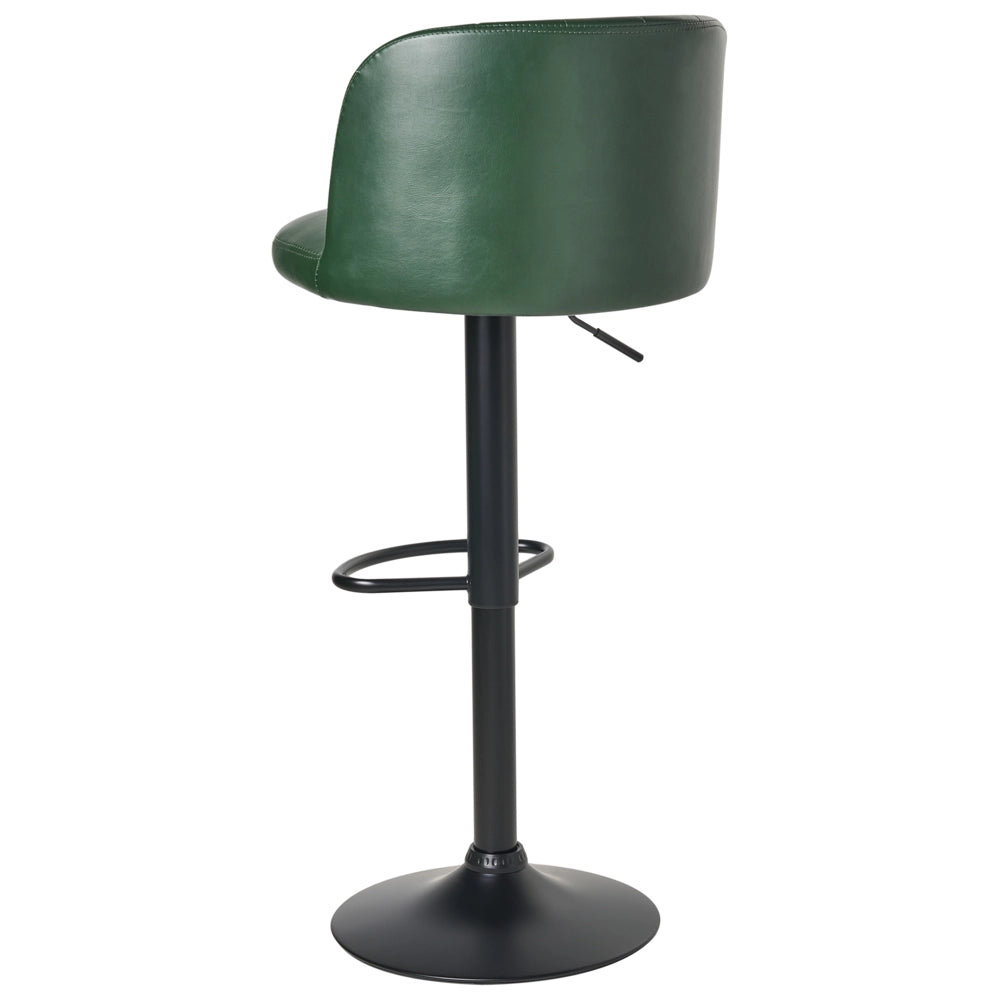 Set di 2 sgabelli rivestiti in ecopelle verde scuro stile retrò