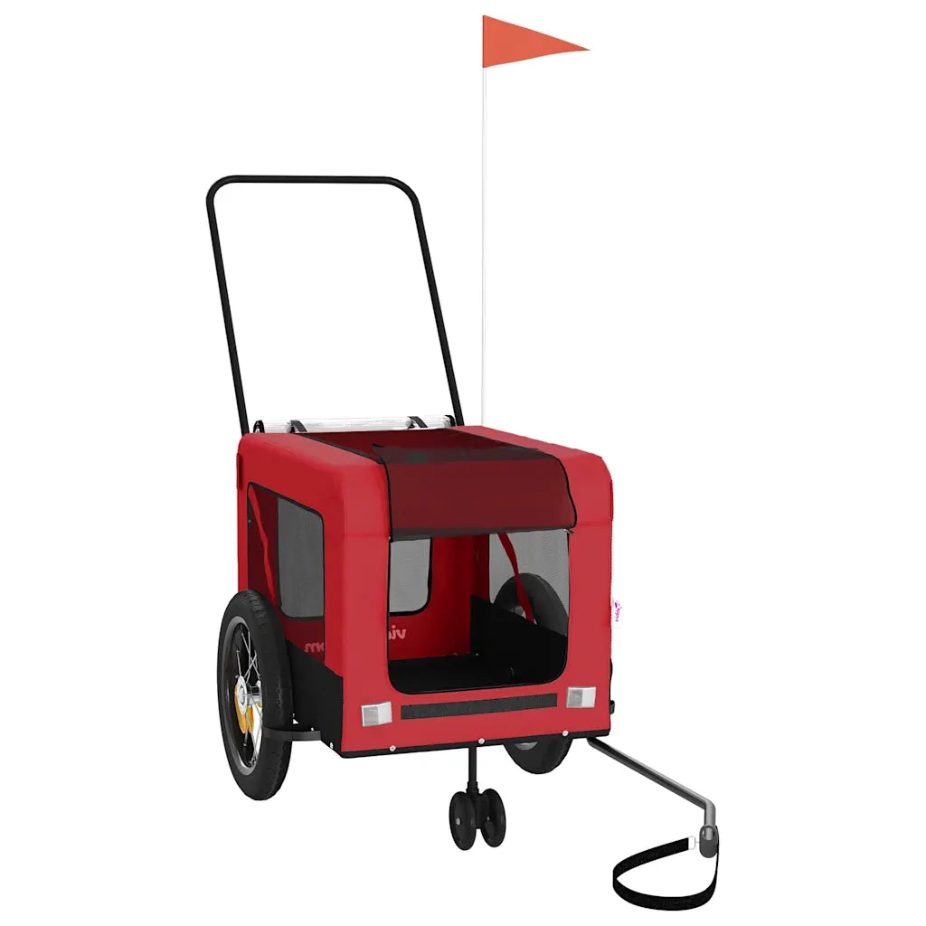 Rimorchio da Bici per Animali Rosso e Nero Oxford e Ferro CFW7977276