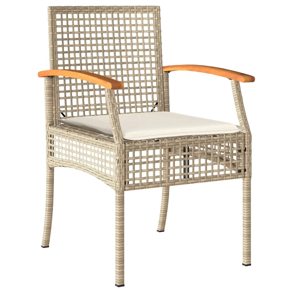 Set da Pranzo da Giardino 9 pz con Cuscini Beige in Polyrattan