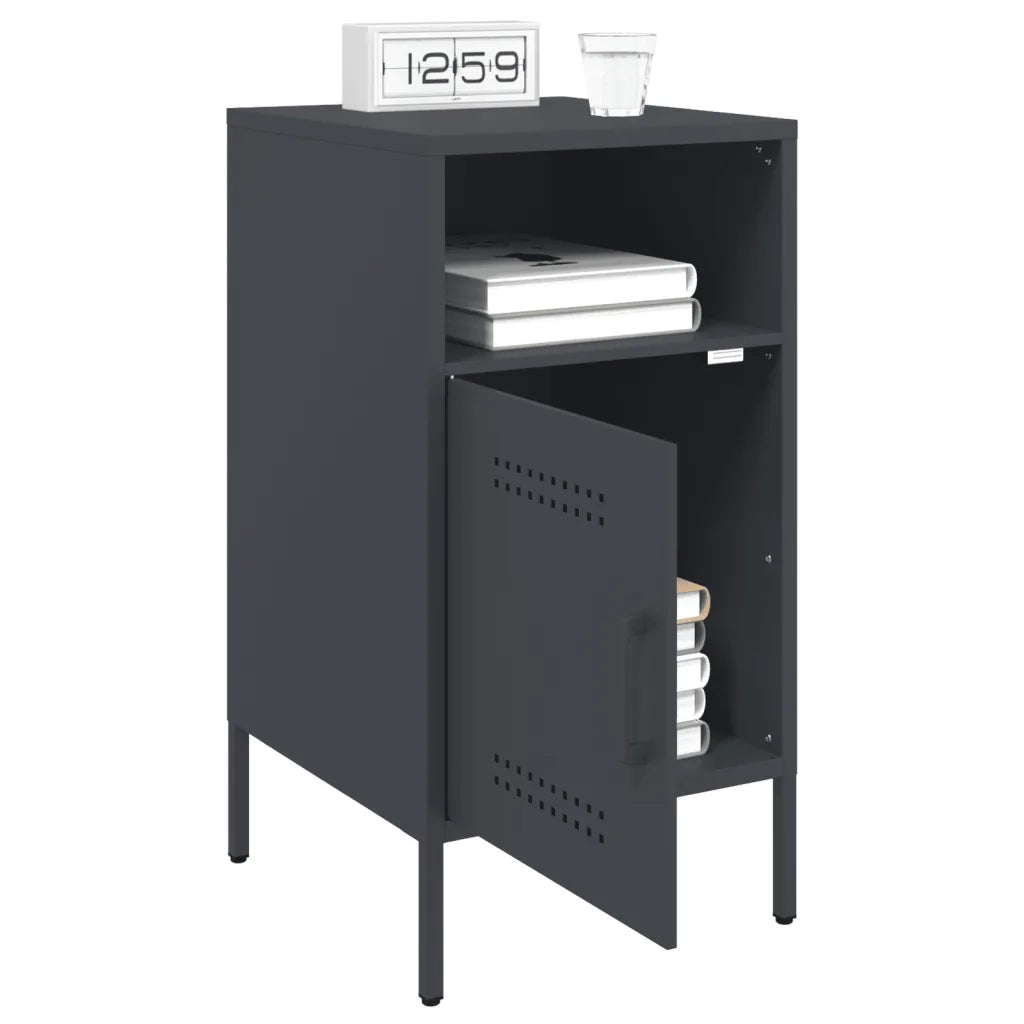v Comodini 2 pz Antracite 36x39x68 cm in Acciaio 843071