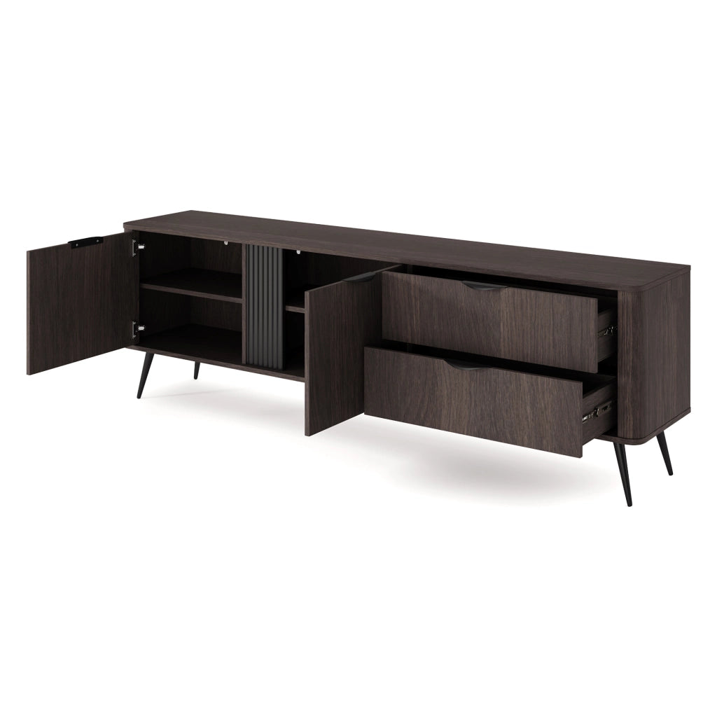 Kamirili, Mobile Porta tv 2 Cassetti, 195x38x61h cm Marrone Noce