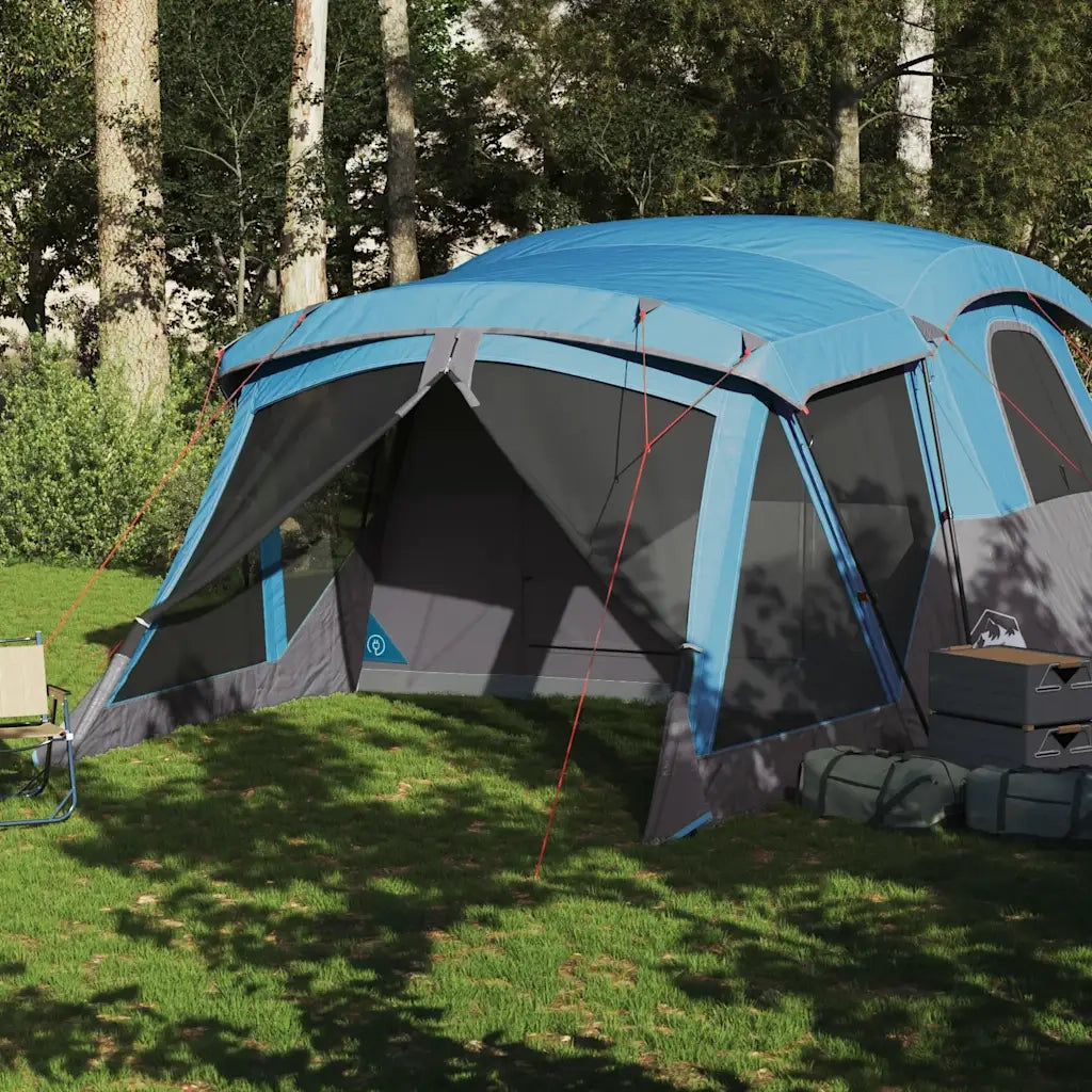 Tenda da Campeggio con Portico per 4 Persone-Tenda per Escursionismo Blu Impermeabile 284674