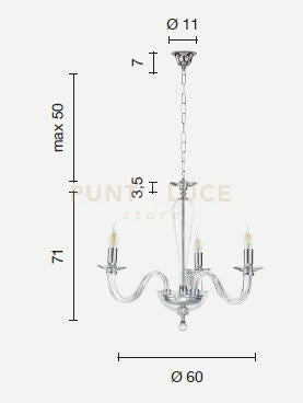 LAMPADARIO RAVEL 3 LUCI ATTACCO E14 NERO E CROMO D.60CM