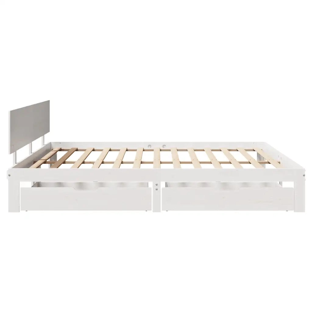 vidaXL Giroletto con Cassetti Bianco 200x200 cm Legno Massello di Pino