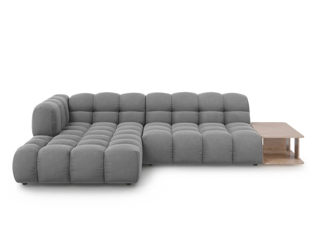 Cosmopolitan Design - Divano angolare modulare sinistro "Sky" 4 posti in velluto grigio chiaro 