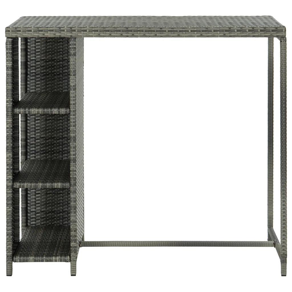 Tavolo da Bar con Ripiani Grigio 120x60x110 cm in Polyrattan 313477