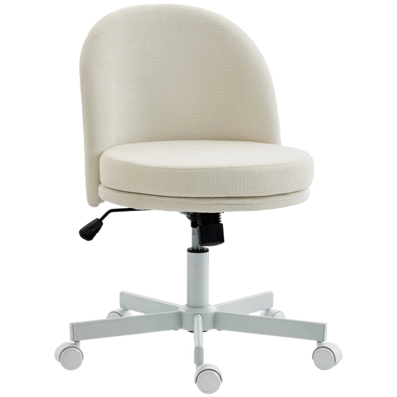 SEDIA UFFICIO Girevole Regolabile 44-54 cm Effetto Chenille Crema