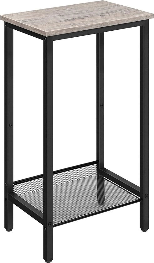 Tavolo supplementare alto, tavolo per telefono con piatto elettrico regolabile, comodino sottile, tavolo da ufficio, 38 x 28 x 73,5 cm, per ingresso, soggiorno, design industriale, grigio e nero