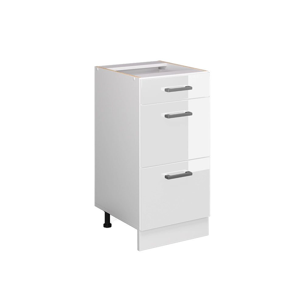 Vicco Mobiletto base per cucina Bianco lucido 40 cm con cassetti, senza piano di lavoro