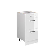 Vicco Mobiletto base per cucina Bianco lucido 40 cm con cassetti, senza piano di lavoro